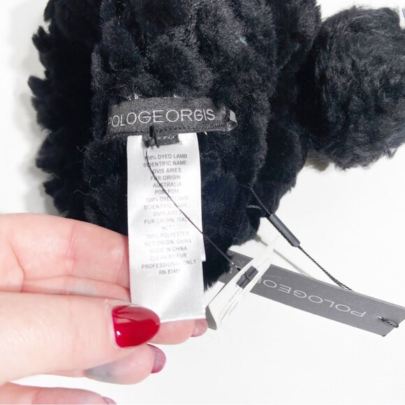 NWT Pologeorgis Shearling Hat with Pom Black - Picture 4 of 5